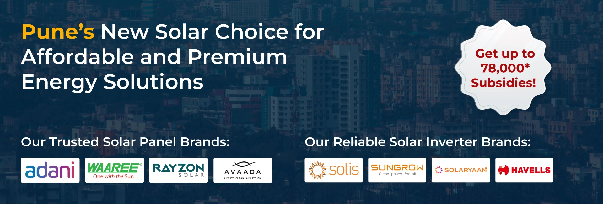 Affordable , Premium, Powerful Solar Solutions Desktop Banner