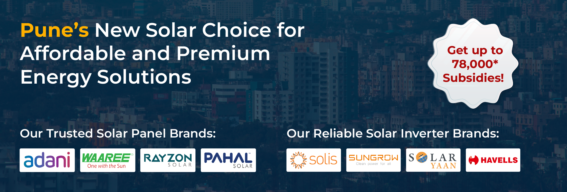 Affordable , Premium, Powerful Solar Solutions Desktop Banner