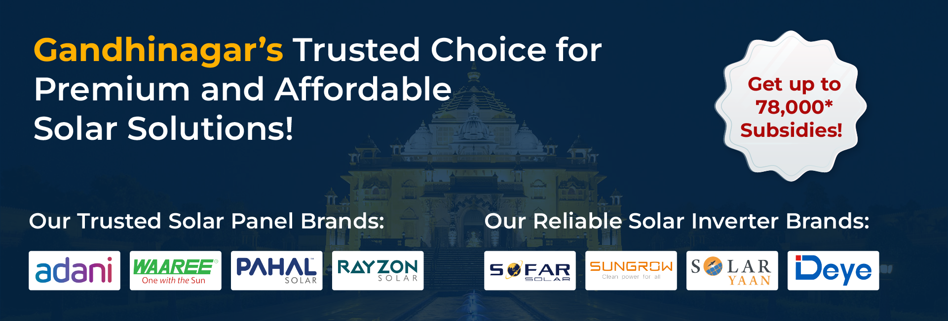 Affordable , Premium, Powerful Solar Solutions Desktop Banner