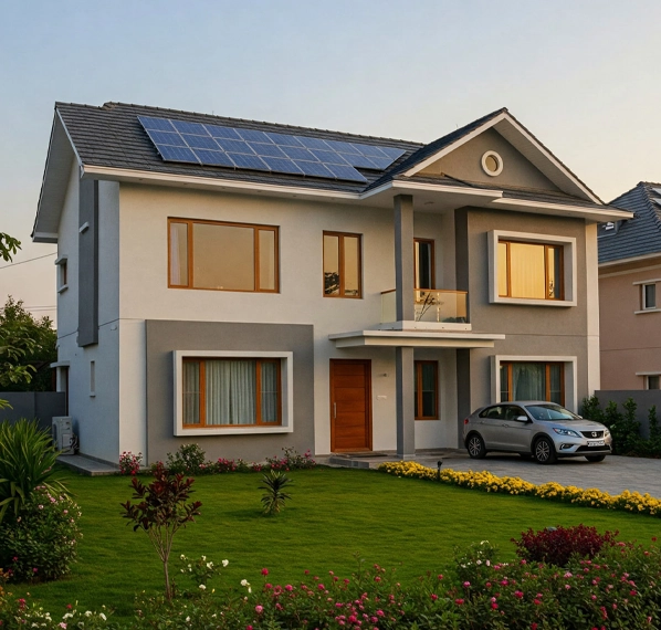 installing a rooftop solar panel system on a residential home