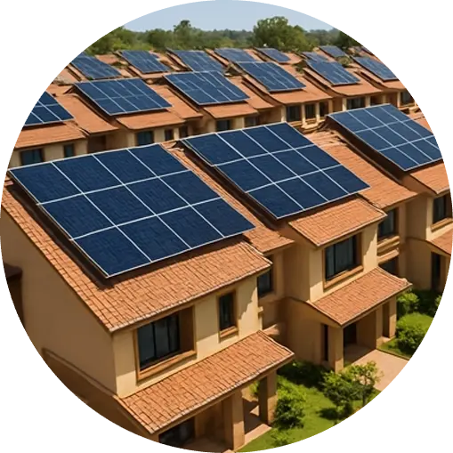 Sunlights home with rooftop solar panels capturing solar energy to power household needs efficiently and sustainably