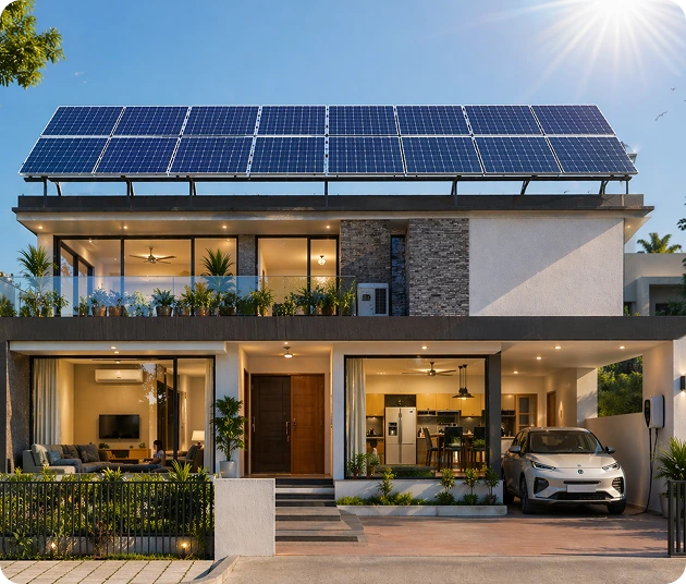 Image showing daily electricity generation units for a 5kW solar system, highlighting energy production for home appliances