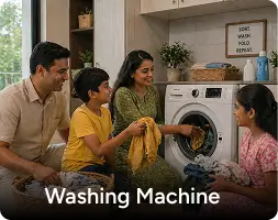 Laundry and washing machine icon powered by a 3kW to 5kW solar system, showcasing household energy efficiency